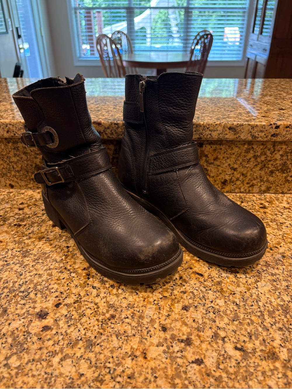 Harley Davidson Women's size 8.5 Vintage 90s Biker Boots Low Shaft Black Buckles